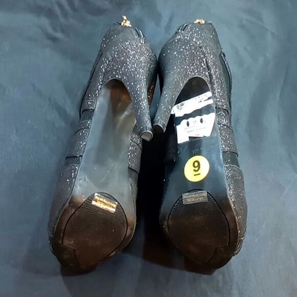 BRAND NEW GUESS WOMEN'S SEXY LACE GLITTER OPEN TOE ZIPPER HIGH HEEL SHOES - Picture 10 of 13